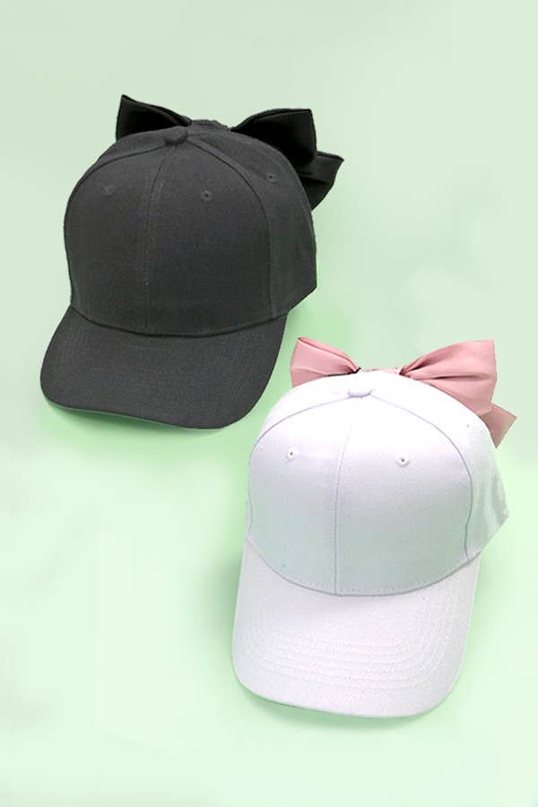 BIG BOW RIBBON BASEBALL HAT CAP Black