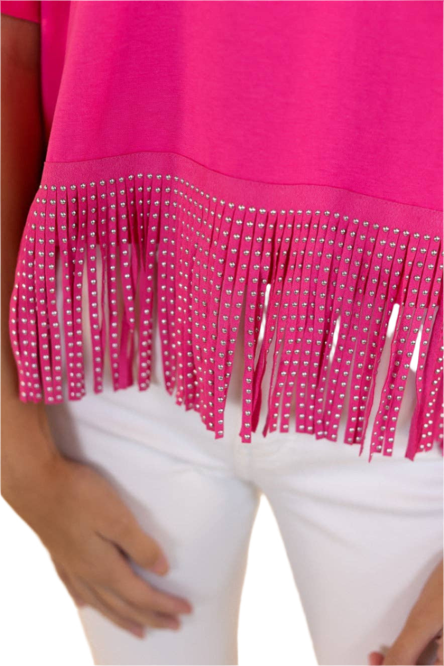 Here for the Show Studded Fringe Plus Size Top