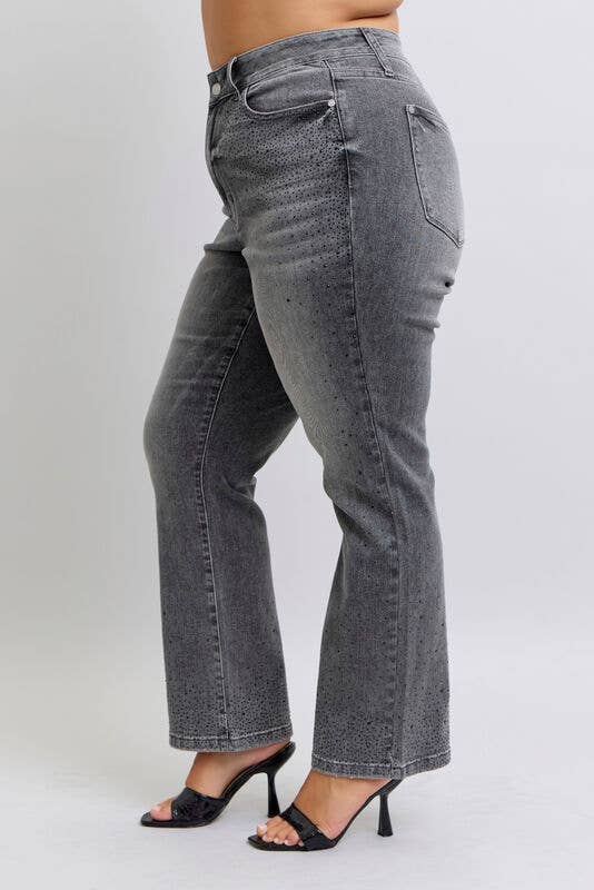 HW Rhinestone Straight: Gry / 14W