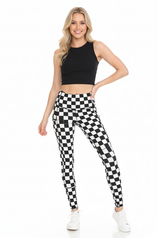 Checkered Premium High Waist Activewear Leggings