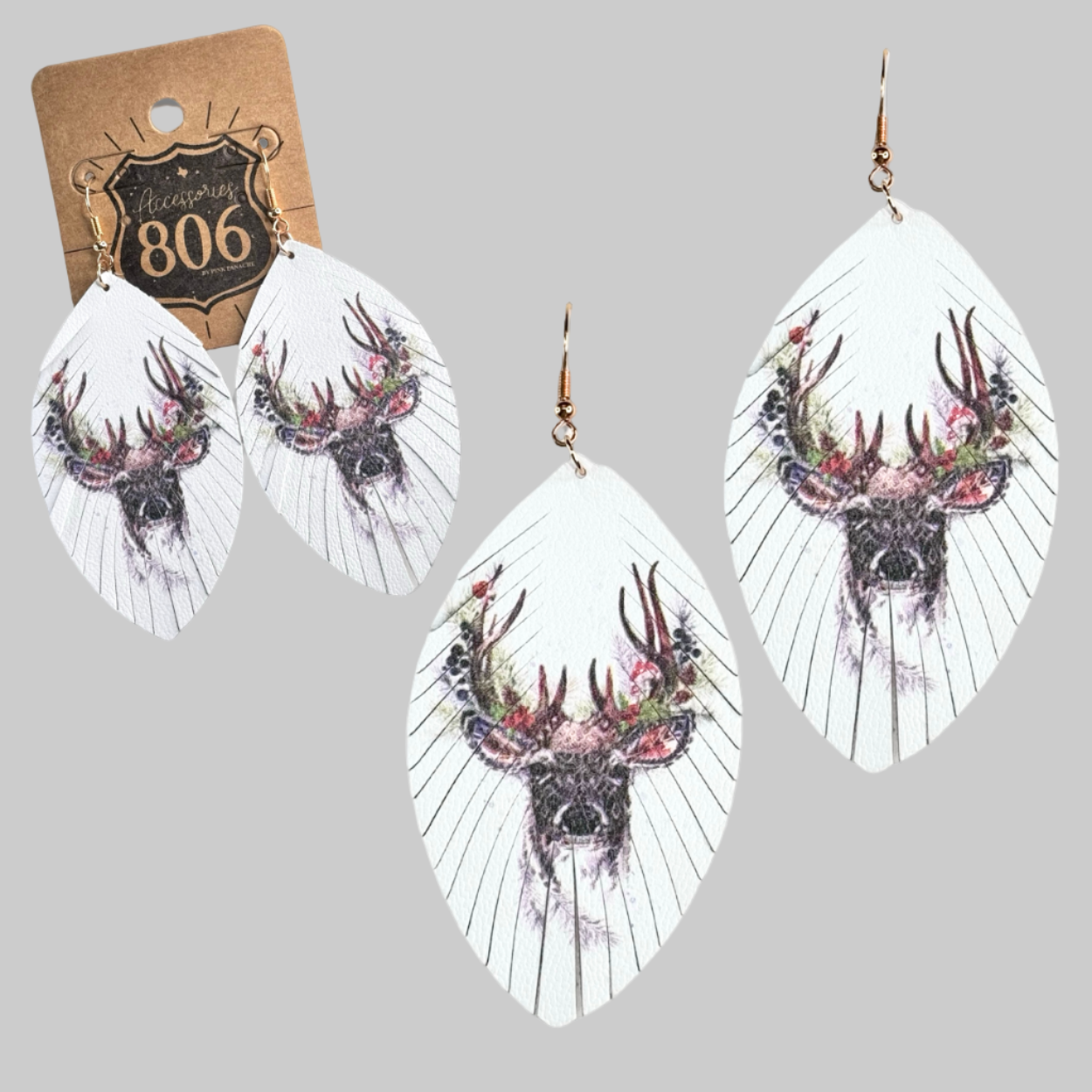 Reindeer Print Leather Earrings