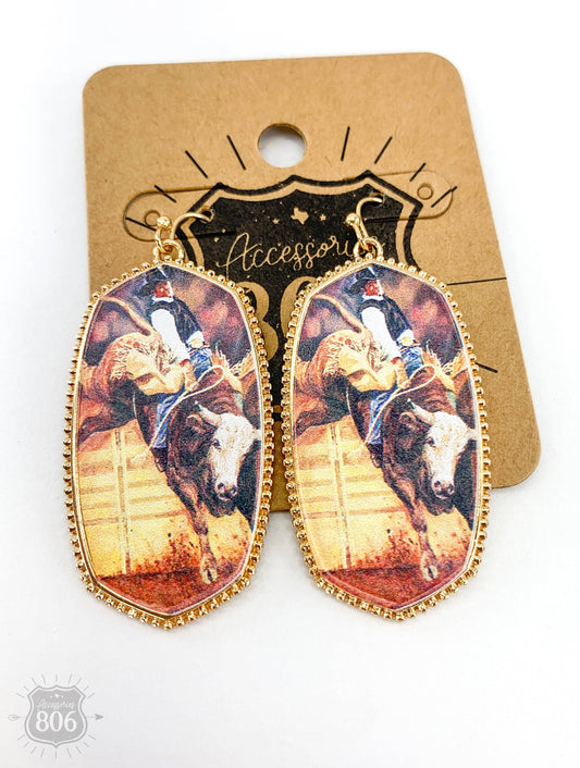 Bull Rider Earring Gold