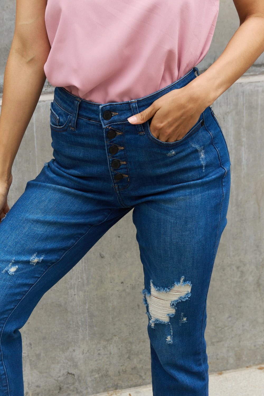 Judy Blue High Waisted Distressed Boyfriend Jeans