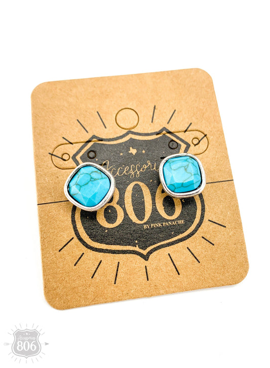 Turquoise Square Post Earring