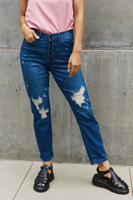 Judy Blue High Waisted Distressed Boyfriend Jeans