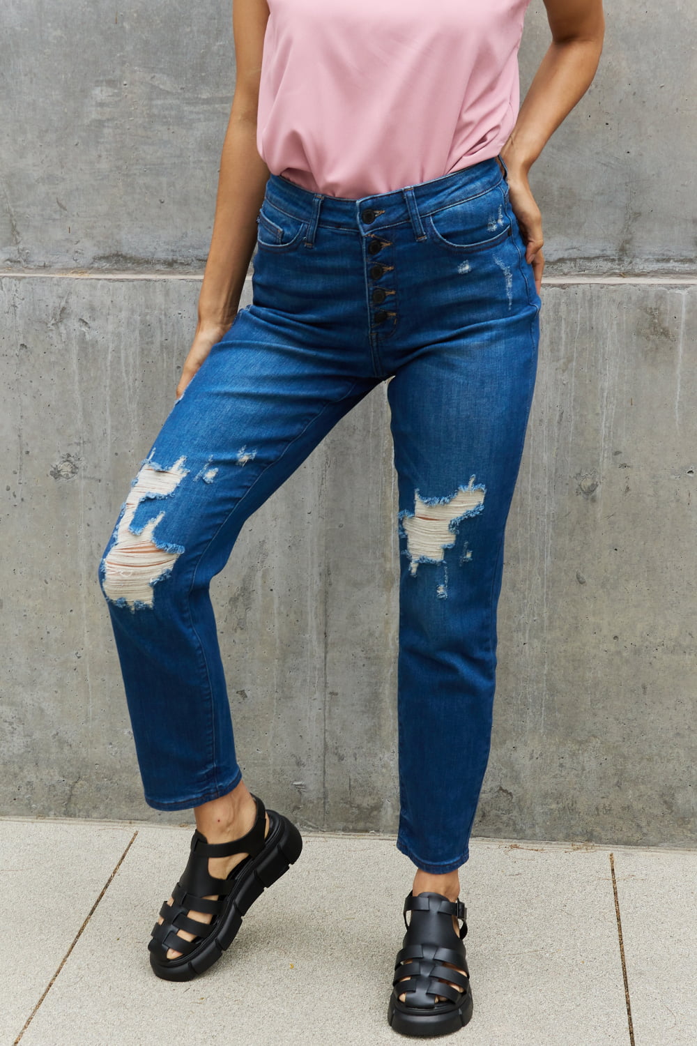 Judy Blue High Waisted Distressed Boyfriend Jeans