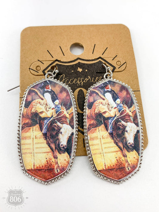 Bull Rider Earring Silver