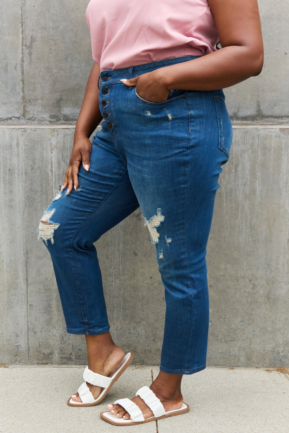 Judy Blue High Waisted Distressed Boyfriend Jeans